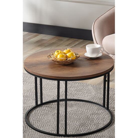 Sedaş Living Units Salon Orta Sehpa Koyu Ceviz Suntalam (Siyah) Metal Ayak Orta Sehpa