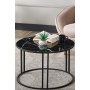 Sedaş Living Units Salon Orta Sehpa Siyah Mermer Desenli Temperli Cam (Siyah) Metal Ayak Orta Sehpa