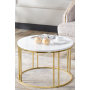 Salon Orta Sehpa 70 CM BEYAZ Suntalam (Gold) Metal Ayak Orta Sehpa CORT-004, one size
