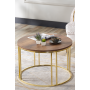 Salon Orta Sehpa 70 CM KOYU CEVİZ Suntalam (Gold) Metal Ayak Orta Sehpa CORT-004, one size