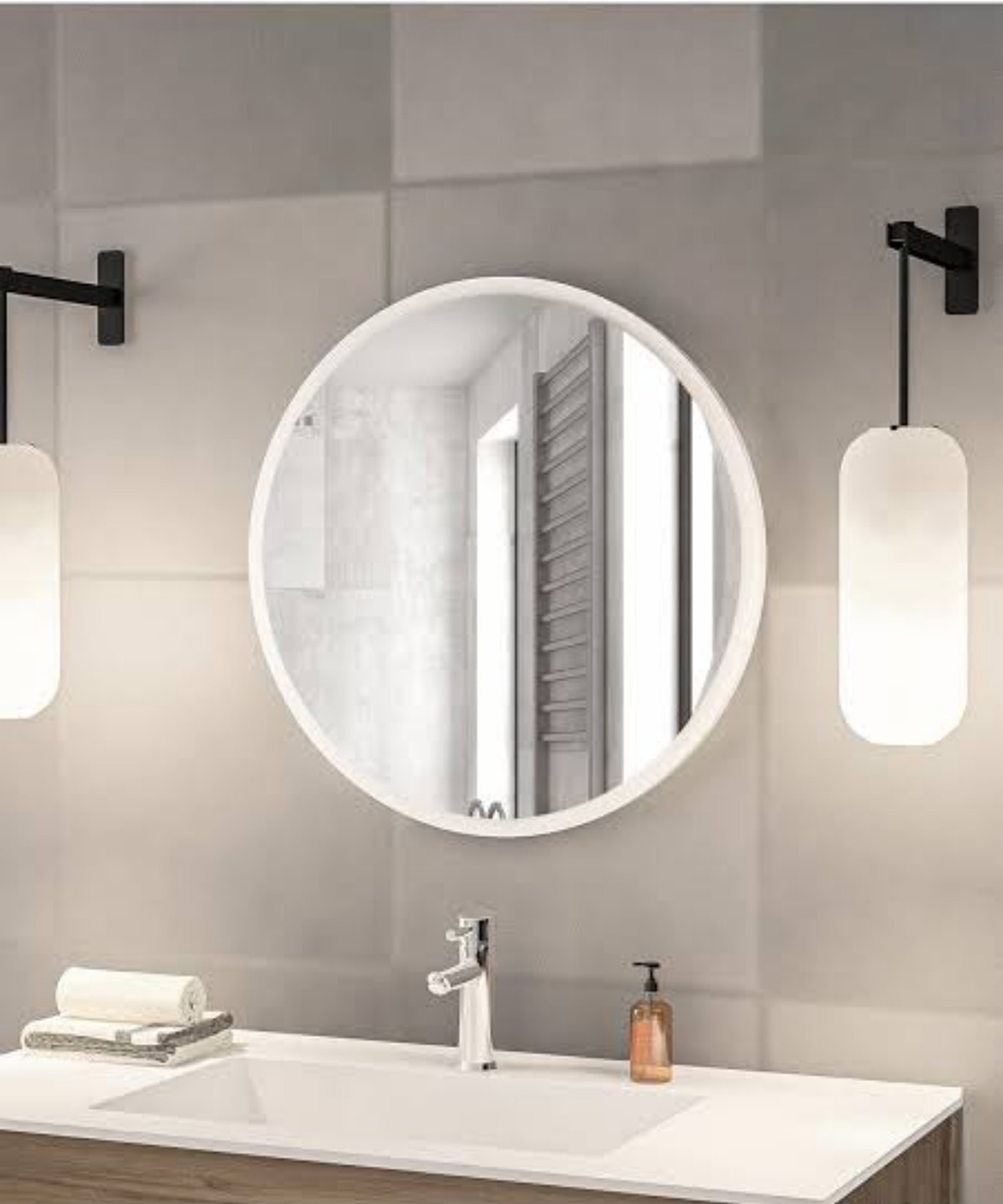 Dekoratif Yuvarlak Antre Hol Koridor Duvar Salon Mutfak Banyo Wc Ofis Aynası 50 cm DUVARAYNASI-002, one size