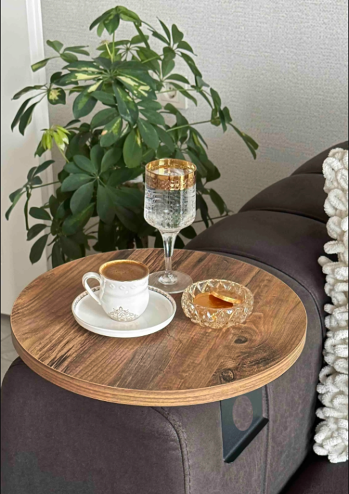 Koyu Ceviz Yan Sehpa Koltuk Yanı Sehpa Kolda Ayarlanabilir Tepsi 34cm Genişlik Dekoratif Moderntepsi TYC1KIOU3N170345552397731, one size